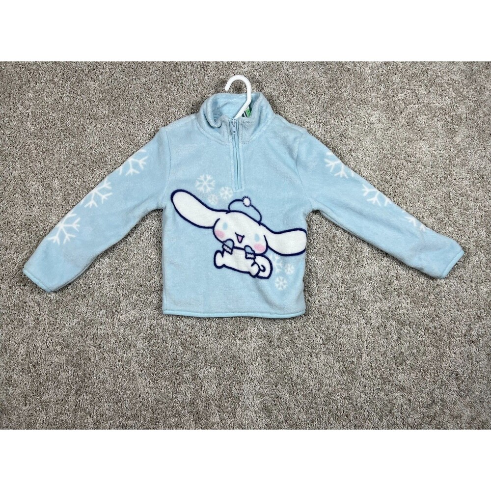 Sanrio Cinnamoroll Fleece Sweater Girls Size XS6/6 Light Blue Soft 3/4 Zip